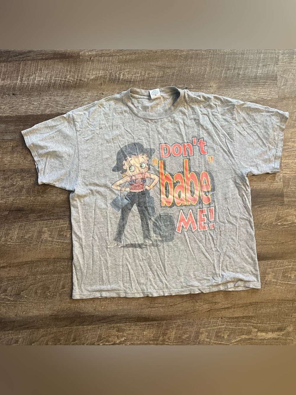 Vintage Betty Boop Don’t Babe Me T-Shirt Size XL Gray Distressed Faded Y2K 2000